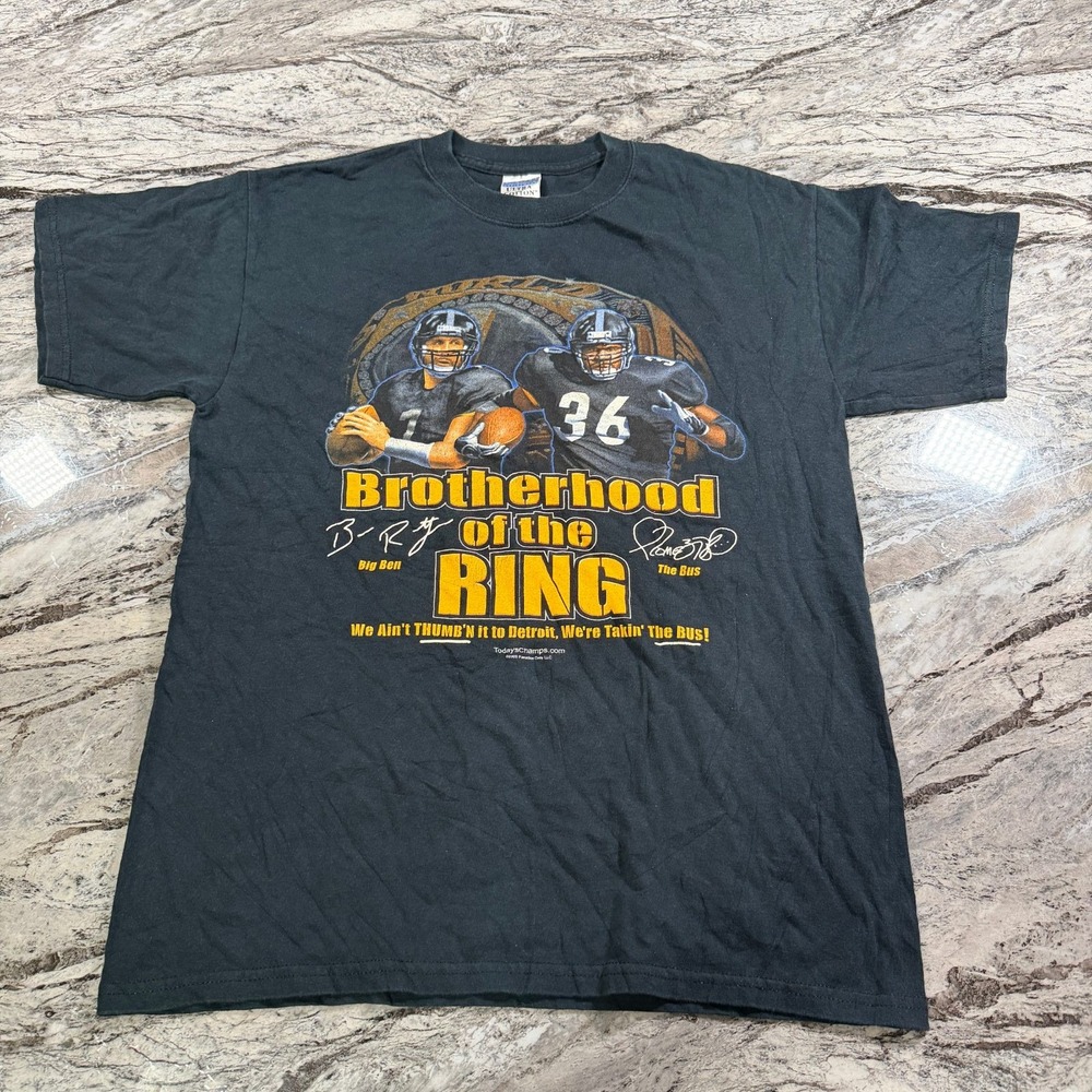 Pittsburgh Steelers Brotherhood of the Ring Big Ben The Bus T-Shirt Mens M Black